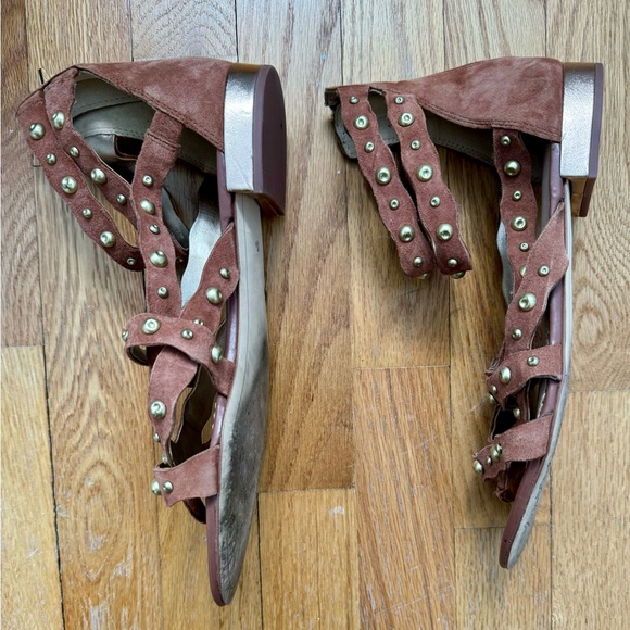 Sam Edelman Suede Gladiators - Caramel/Gold - Picture 2 of 5